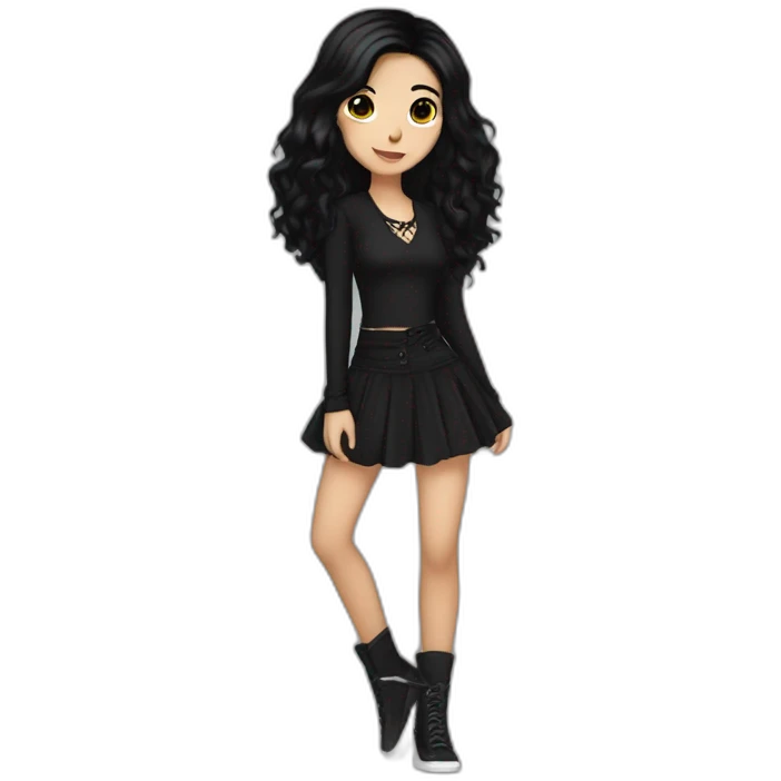Latina-goth-girl-with-black-hair-and-brown-eyes--dancing emoji