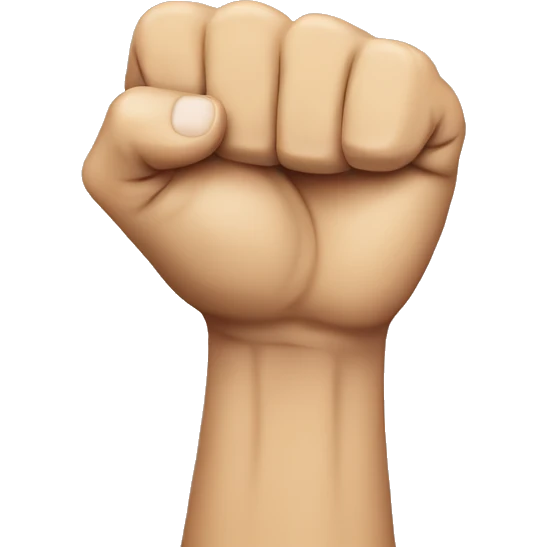 a human fist with long forearm emoji