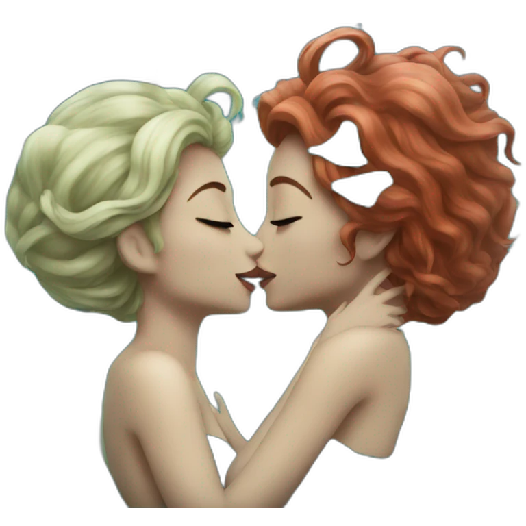 Mermaids kissing emoji