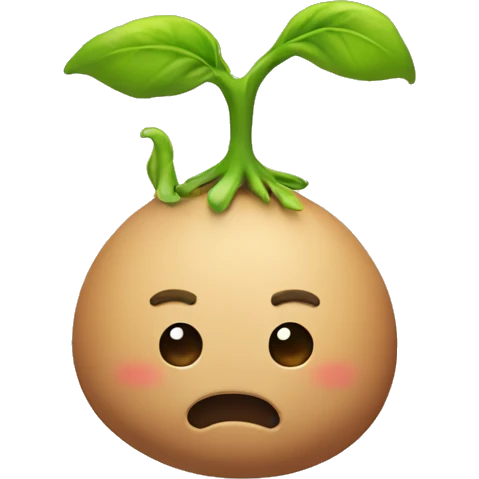 Cute bean character with sprout on the head emoji