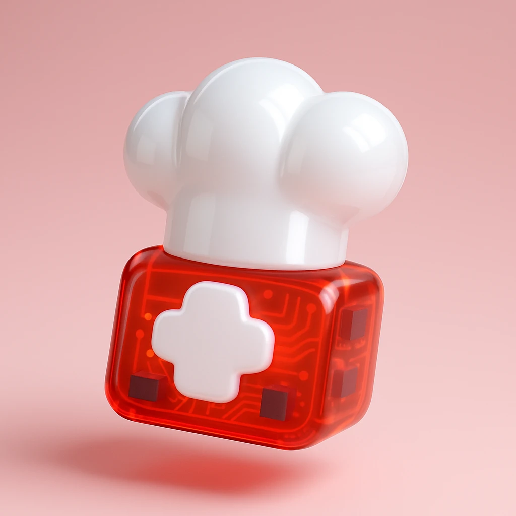 Chef hat white in the conter, red background  emoji