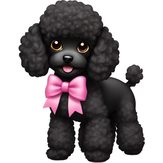 Black toy poodle with pink bow emoji