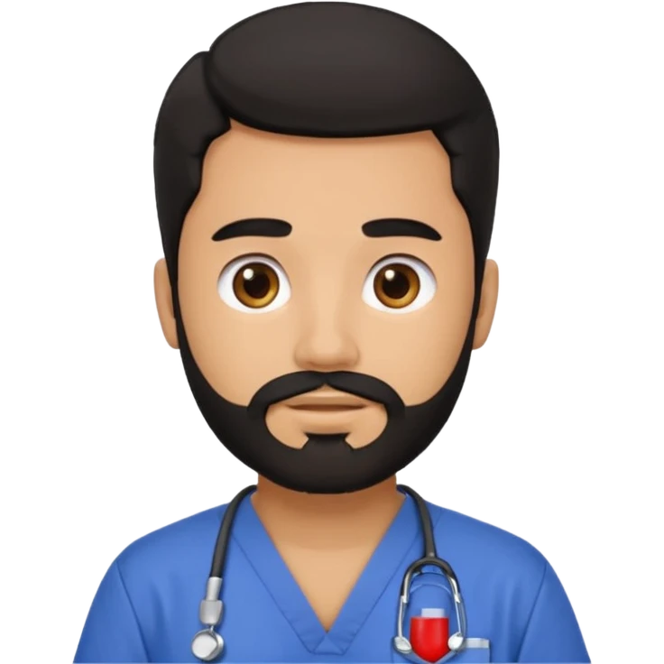 male with a scrubs and blanck hair and tan skin and beard emoji