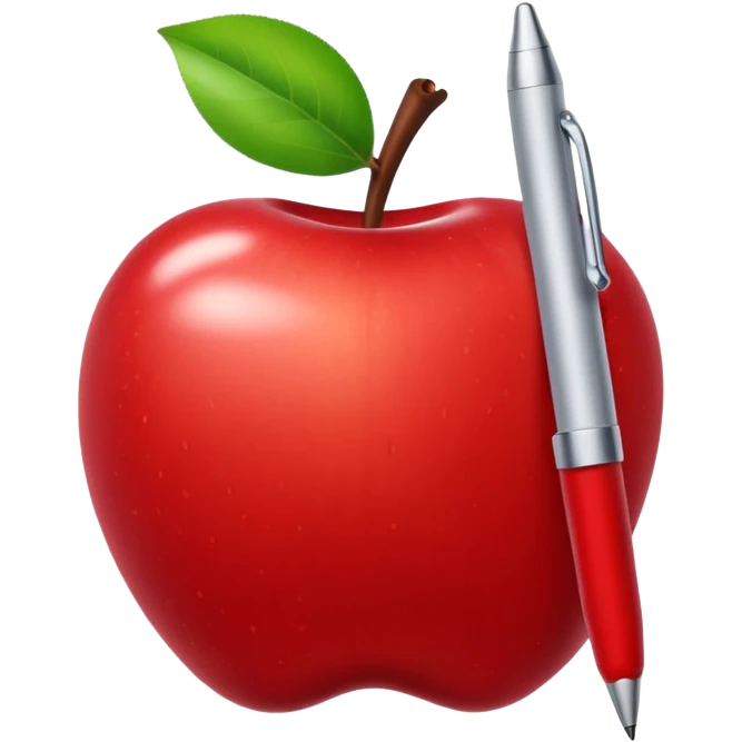 Pen stuck in an apple emoji
