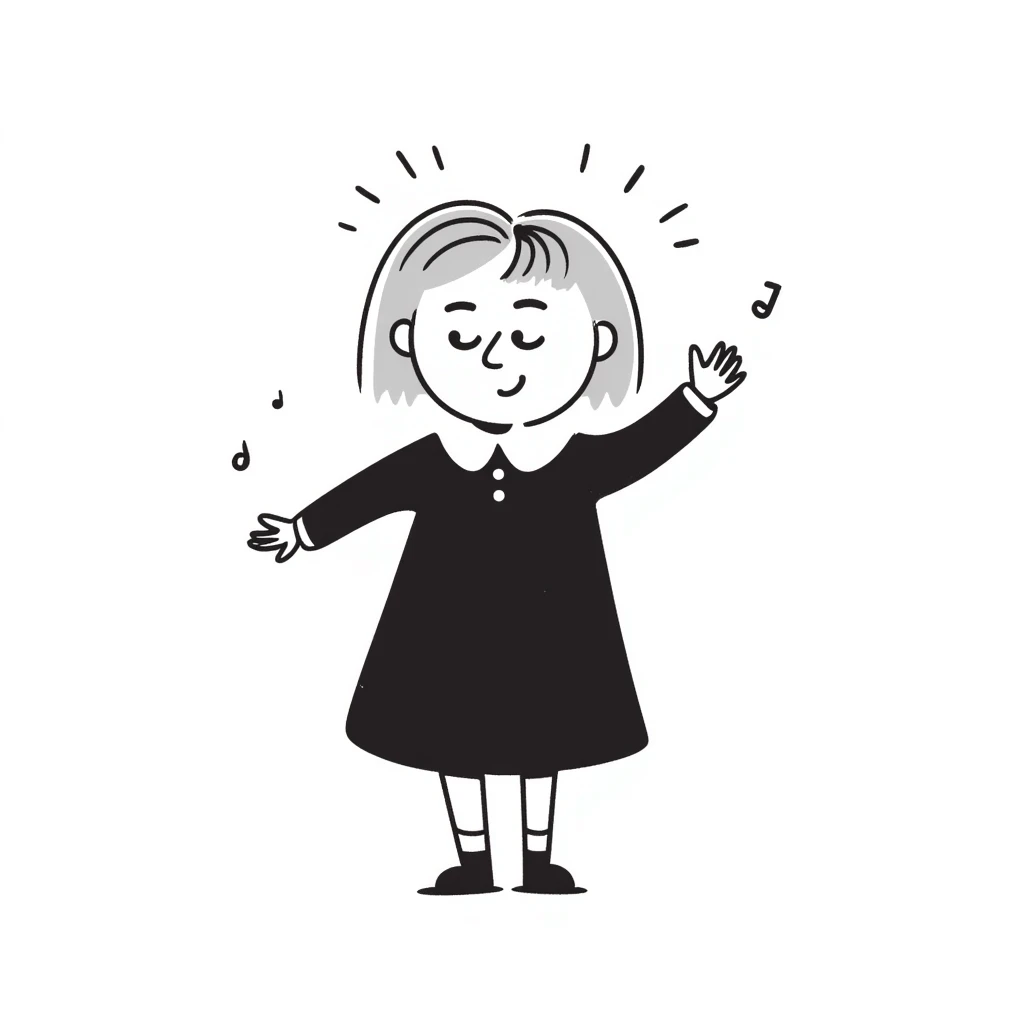a girl with light brown blonde hair, hand drawn doodle style emoji