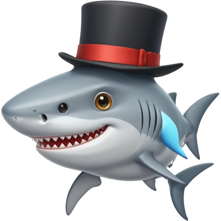 Shark with a top hat emoji