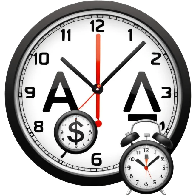 Minimal flat icon, tax money symbol with ruble sign, combined with a clock showing delayed payment, clean vector style, simple geometric shapes, monochrome, no text, no gradients, white background, clear outline, infographic icon emoji