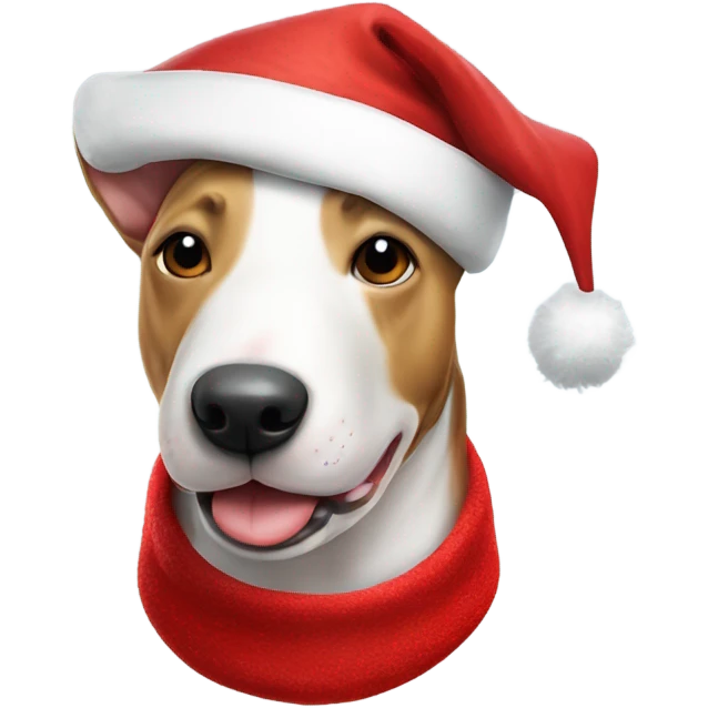 Bull terrier Santa hat emoji