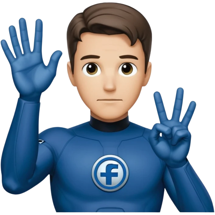 Reed Richard’s from the Fantastic 4 holding up 4 fingers out in front of himself  emoji