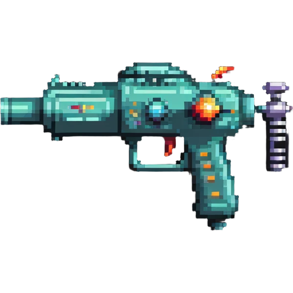 retro sci-fi ray gun in pixel art style emoji