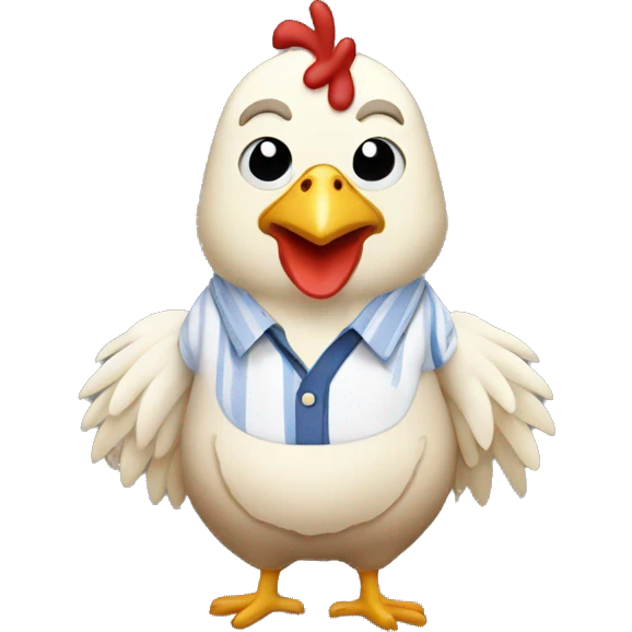 Chicken wearing shirt pant emoji