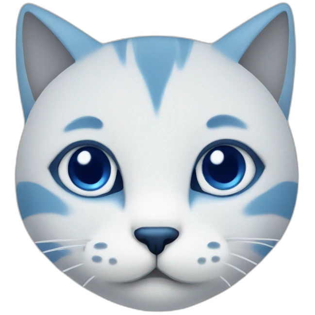 Blue simplistic sketch of a cute cat face emoji