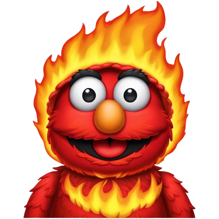 Elmo in fire meme. emoji