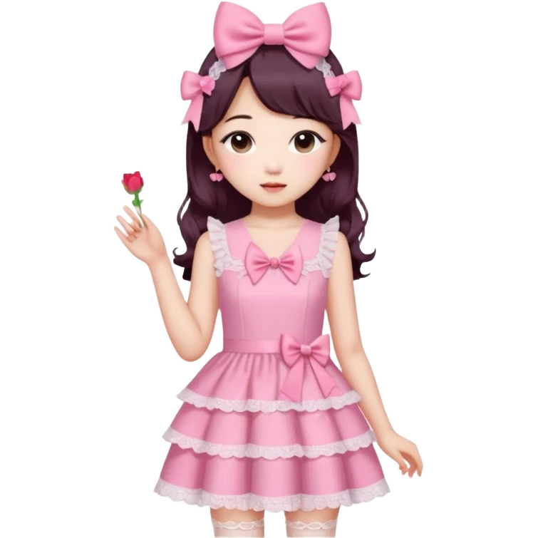 Jang wonyoung asian kpop cute girl pink coquette, pink dress emoji