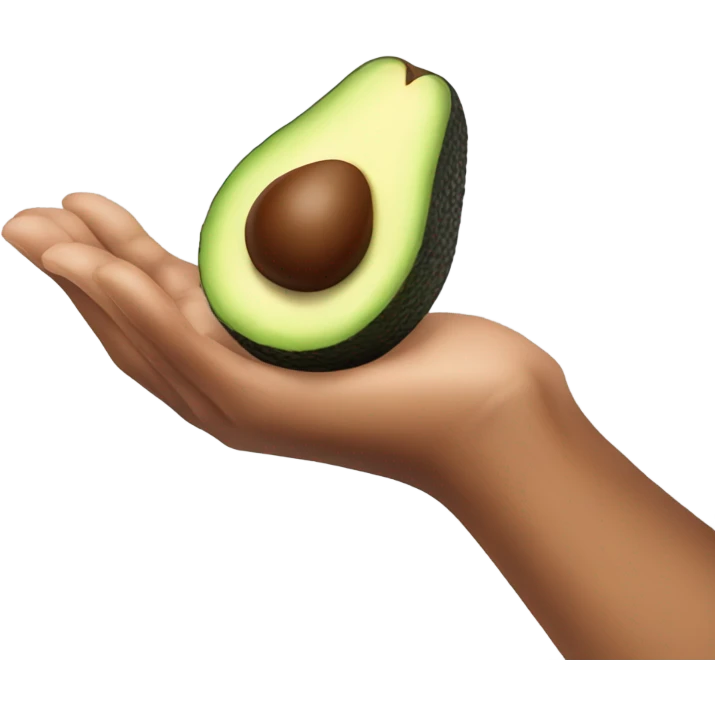 A half cut avocado in hand emoji