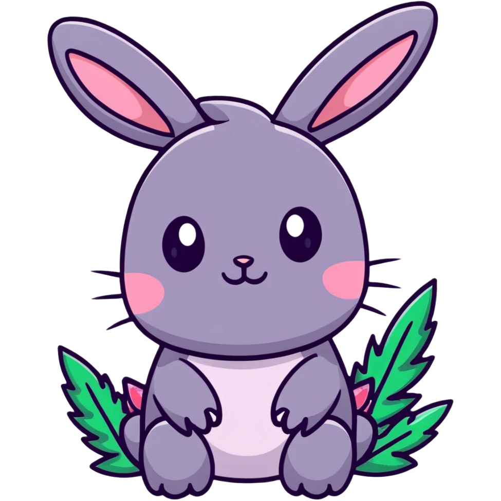 Kawaii bunny plant dragon with tiny spikes, extremely cute, giant sparkly eyes, blushing cheeks, pastel colors, small mouth, adorable expression emoji