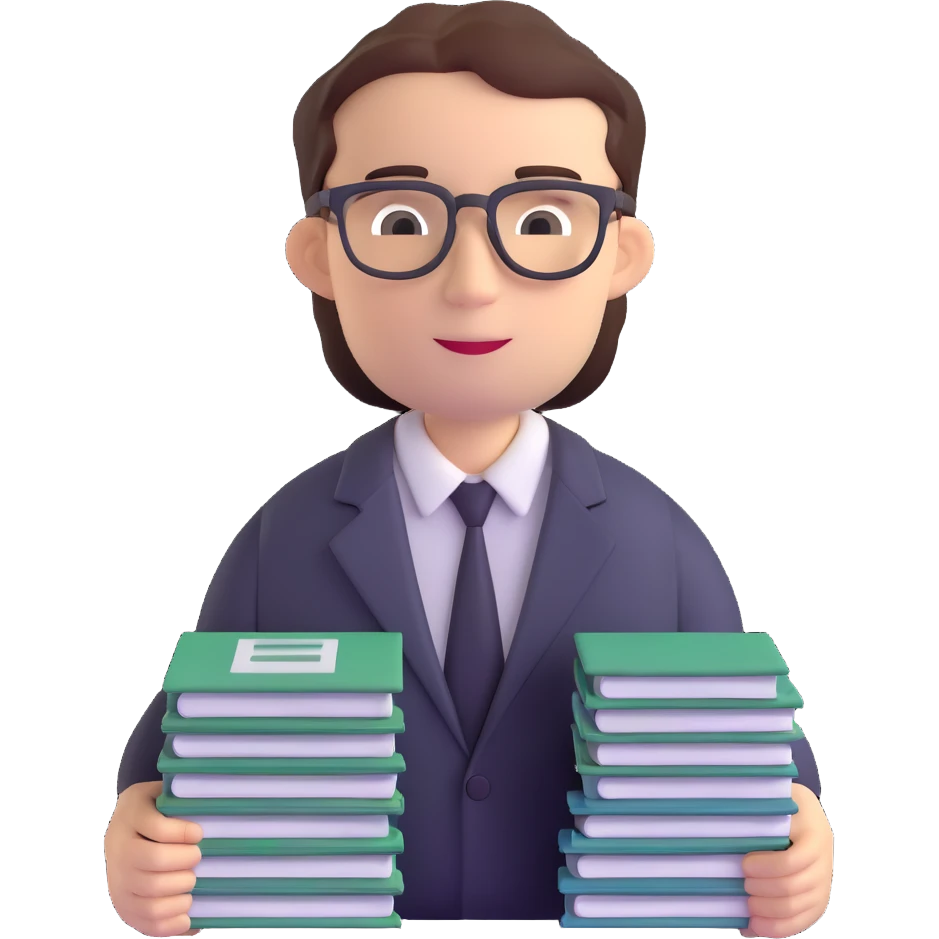 accountant with glasses and stack of papers emoji