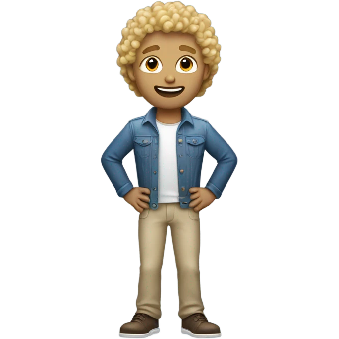 blond curly hair man standing with arms out emoji