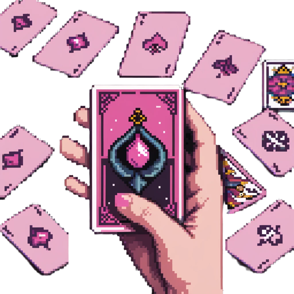 a hand of pink tarot cards emoji