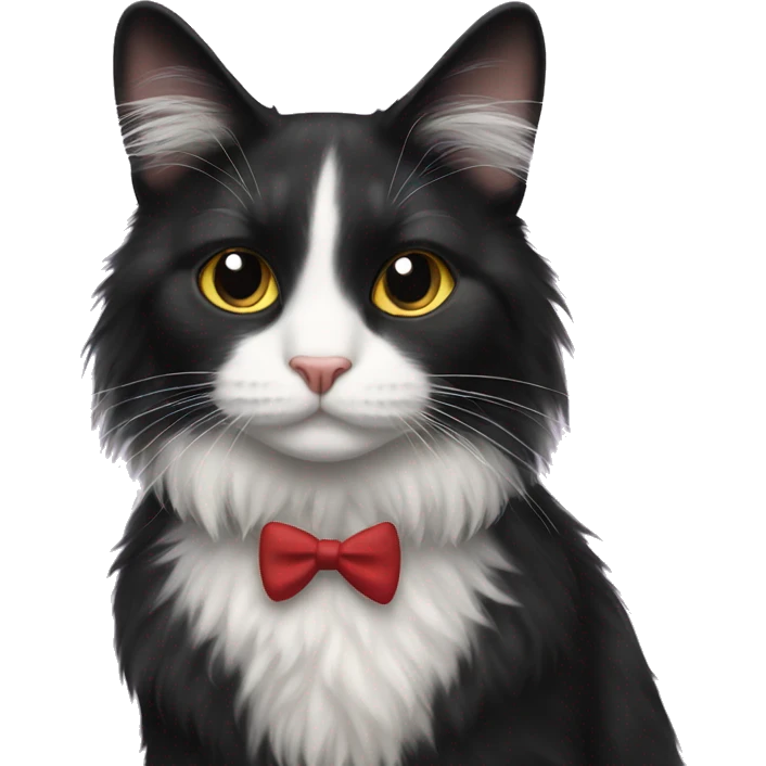 long hair tuxedo cat emoji