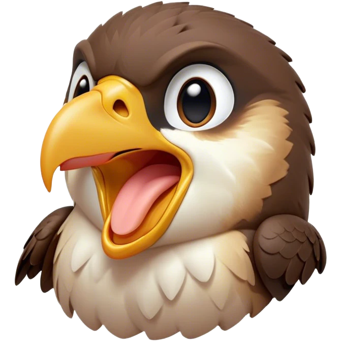 Cinematic Cute Yawning Falcon Portrait Emoji, Head tilted slightly with a dramatic, wide-open yawn, showcasing a streamlined, powerful form with a softly drooping beak and sleepy, half-closed eyes, Simplified yet irresistibly adorable features, highly detailed, glowing with a soft, cozy glow, high shine, relaxed yet expressive, stylized with a dash of whimsical aerial charm, soft glowing outline, capturing the essence of a drowsy yet affectionate falcon that appears ready to stretch out for a nap! emoji
