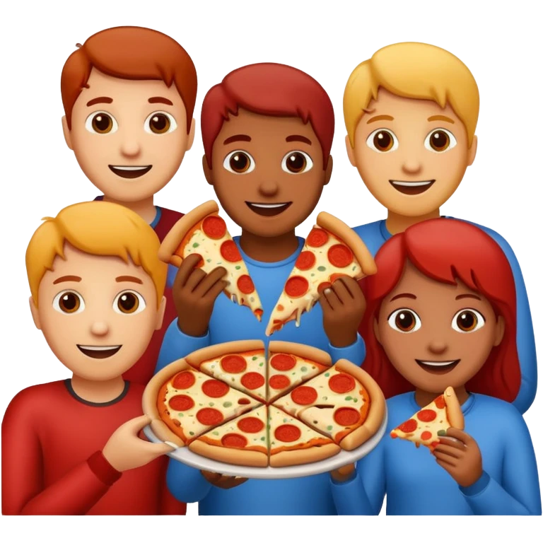 grupo de amigos comiendo pizza emoji