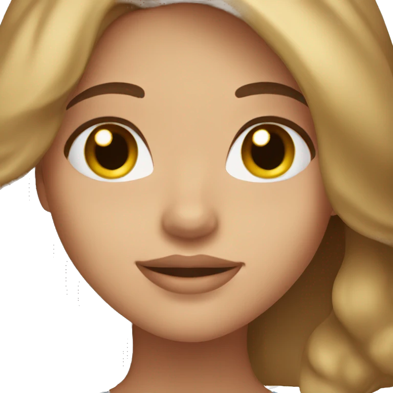 Girl with brown hair with blond highlights and brown eyes. Doing skincare  emoji