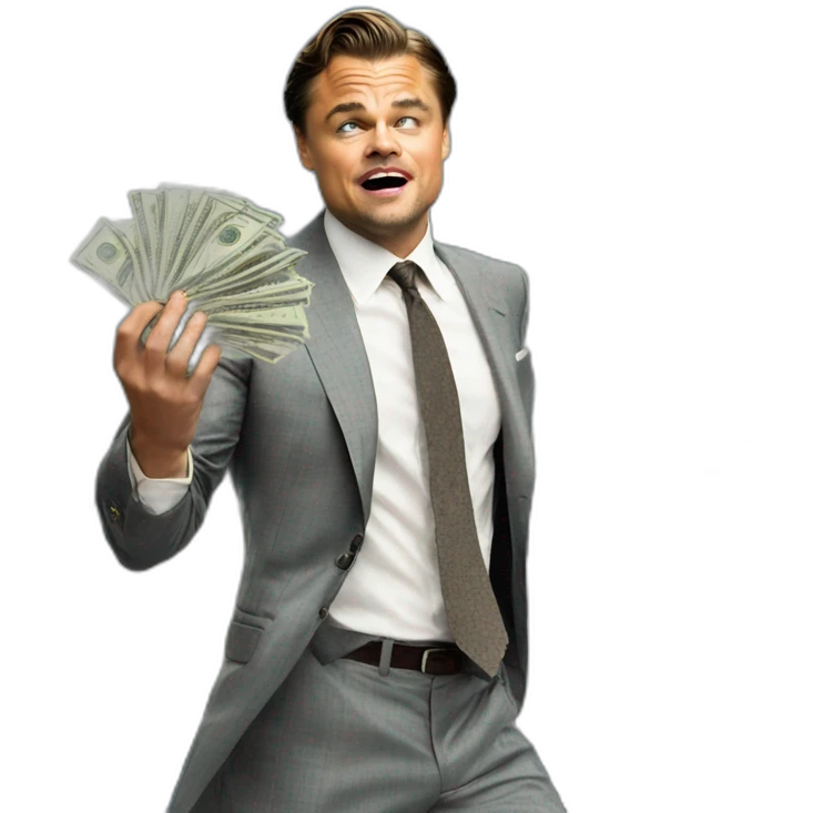 wolf of wallstreet (Dicaprio) throws money over yacht emoji