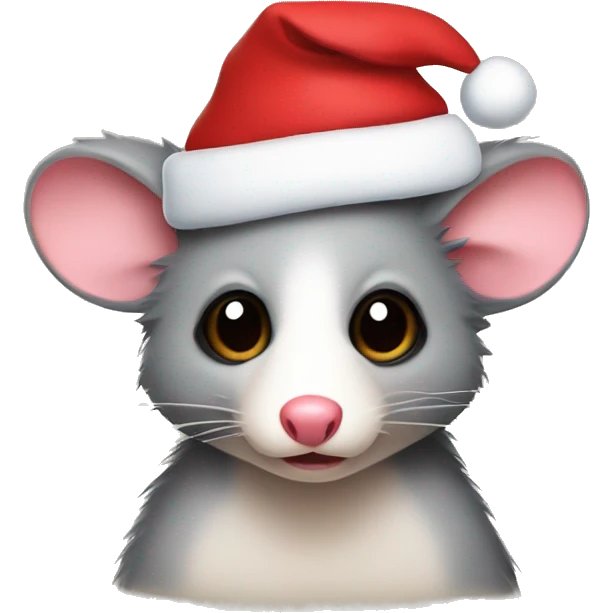 Possum with a Santa hat emoji