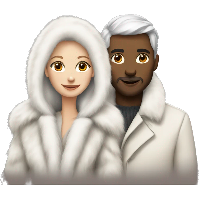 White couple in long fur coats emoji