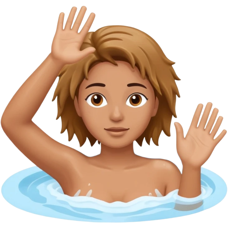 Person in jacuzzi with one hand raised up and other hand holding onto the edge of the jacuzzi emoji