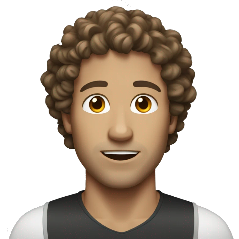brown curly hair white man running emoji