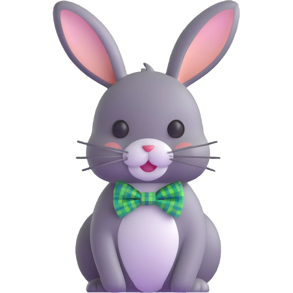 cute Easter bunny with a green plaid bow tie emoji