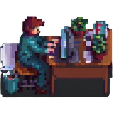 designer working at a computer, pixel art style emoji