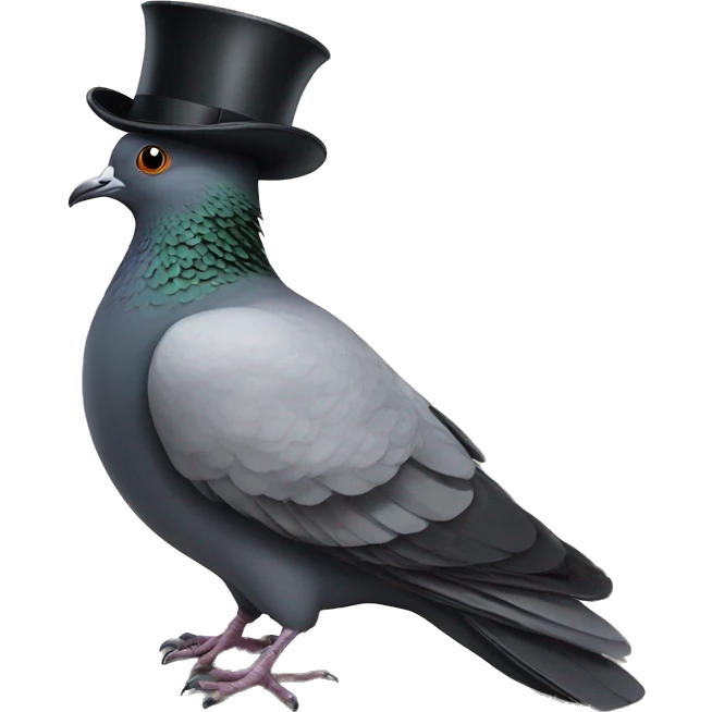 a pigeon wearing a tophat emoji