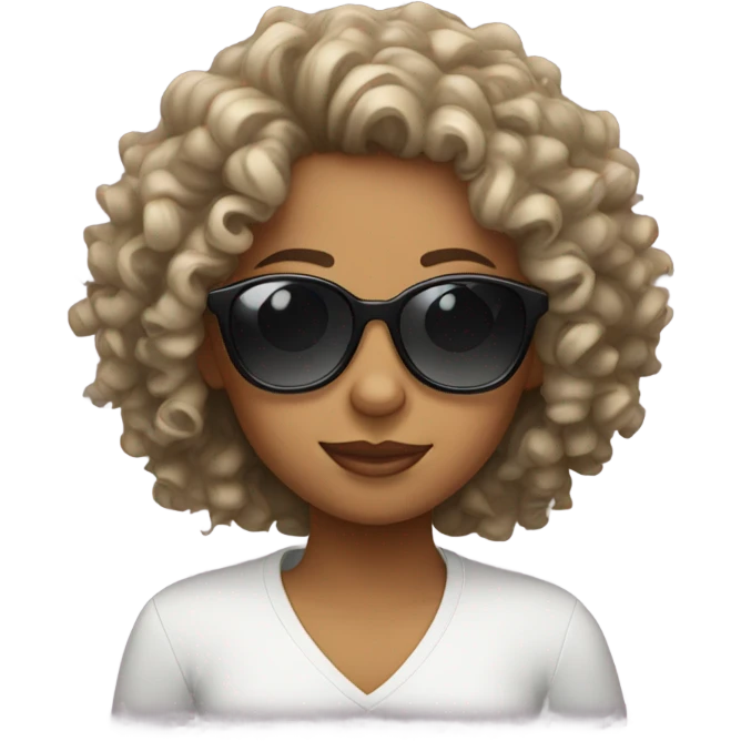 Girl with curly hair and sunglasses  emoji