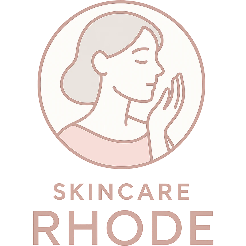 logo for SKINCARE ROSADO RHODE, elegant, soft pink tones, minimal, beauty skincare brand, modern, clean lines emoji