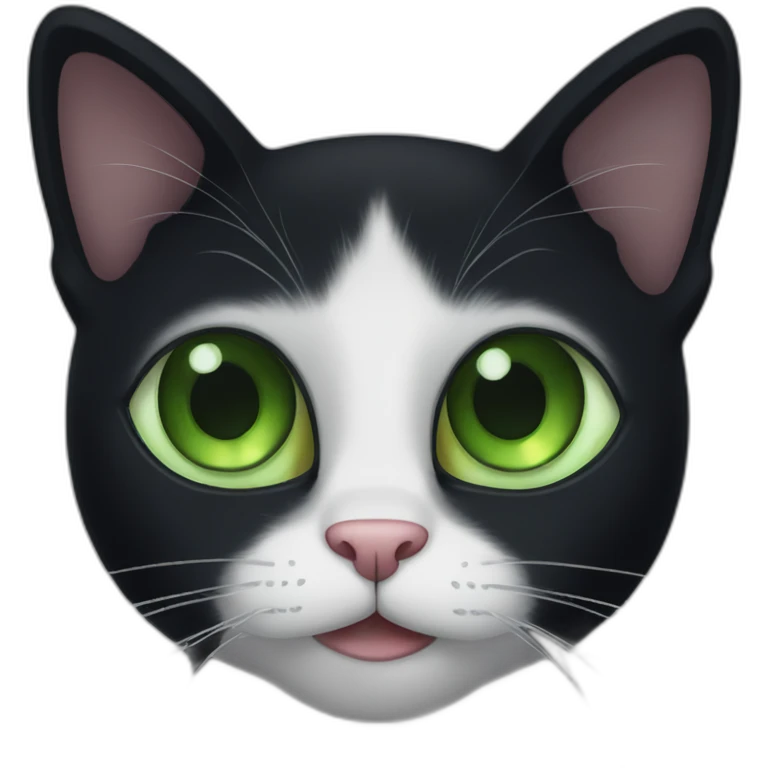 A black cat with big green eyes emoji