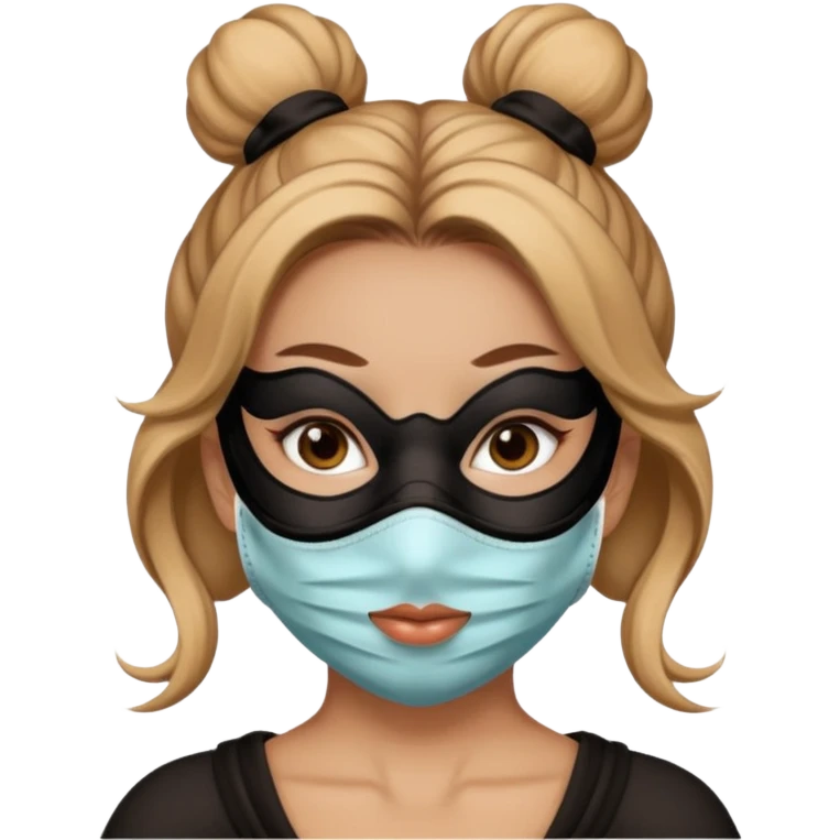 bun haired woman with mask emoji