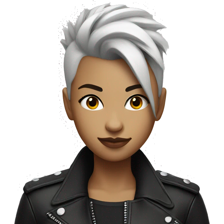 monochrome girl with black Mohawk in leather jacket  emoji