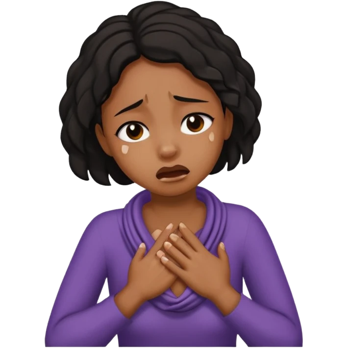 A black girl with her hands around her neck fake strangling herself while crying  emoji