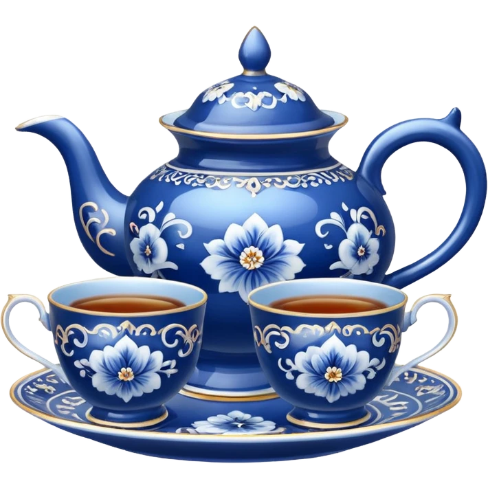 blue porcelain tea set  emoji