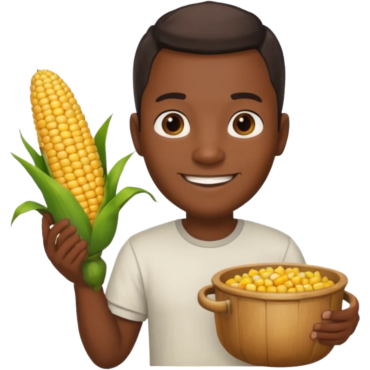 BLACK MAN HOLDING AN COOK CORN POT emoji