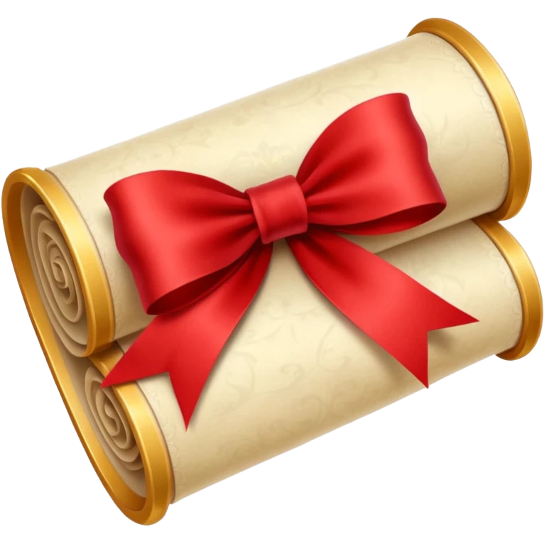 scroll or rolled-up invitation with a red ribbon emoji