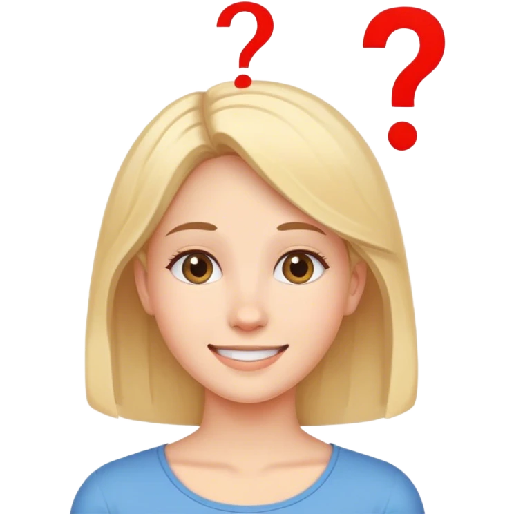 улыбчивая девушка с вопросами над головой  emoji