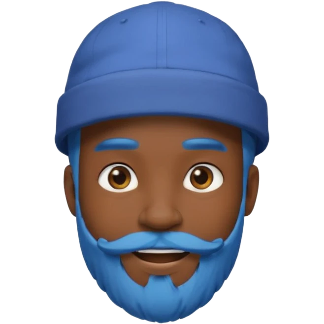 male, blue hair,black skin, beard, hat emoji