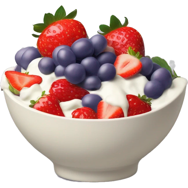 fruit yogurt bowl with strawberries and grapes emoji