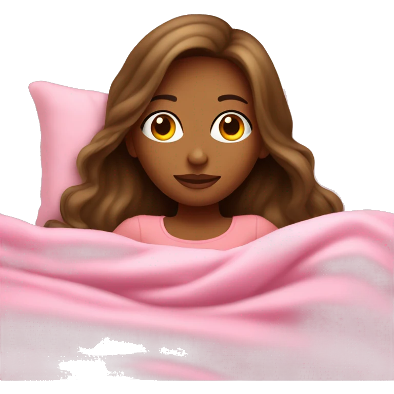 girl laying in bed in pink blanket  emoji