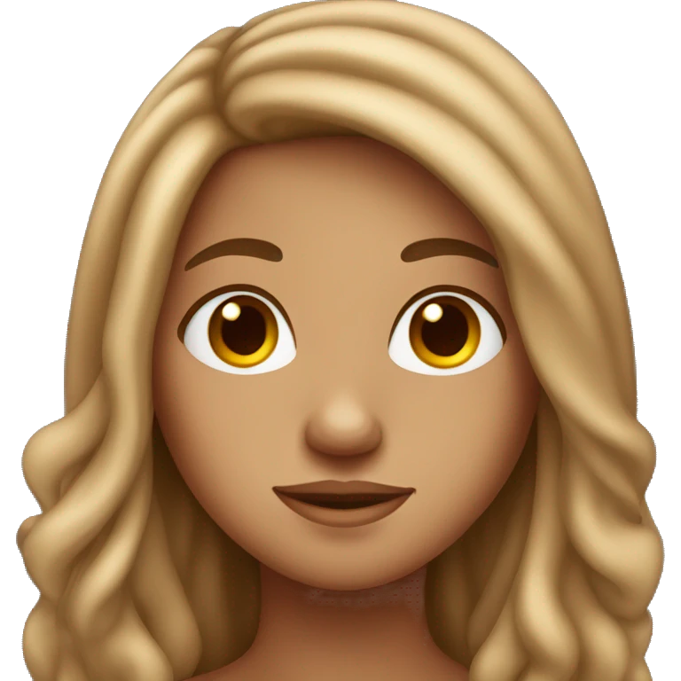 Tan girl with long brown hair and freckles  emoji