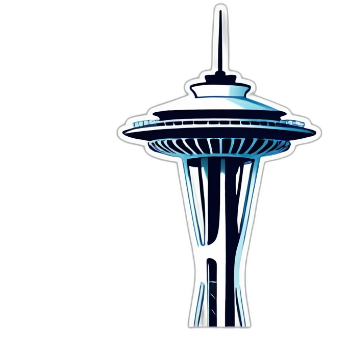 Seattle Space Needle tower 🗼, clean lines, minimalistic, distinctive, silhouette. iOS emoji style. emoji